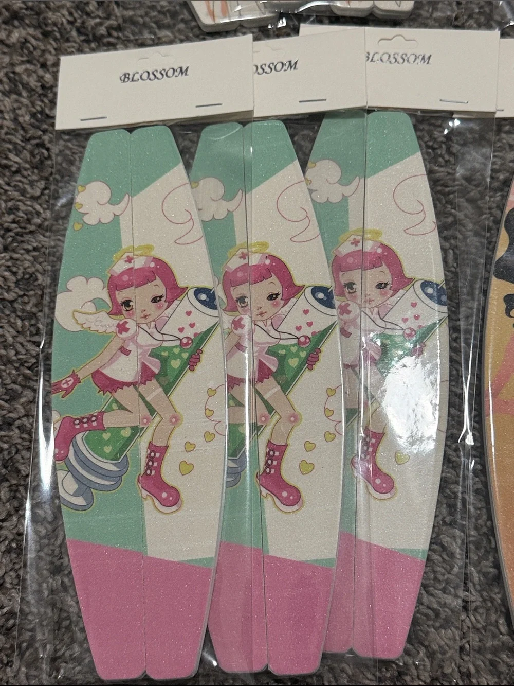 Blossom Pink Graphic Nail Files - 12 Packs of 2 Files (24 Files Total)